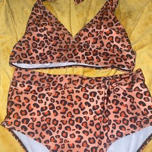 Cheetah two piece bathing suit